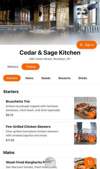 Menu screen