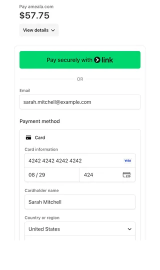 Payment screen